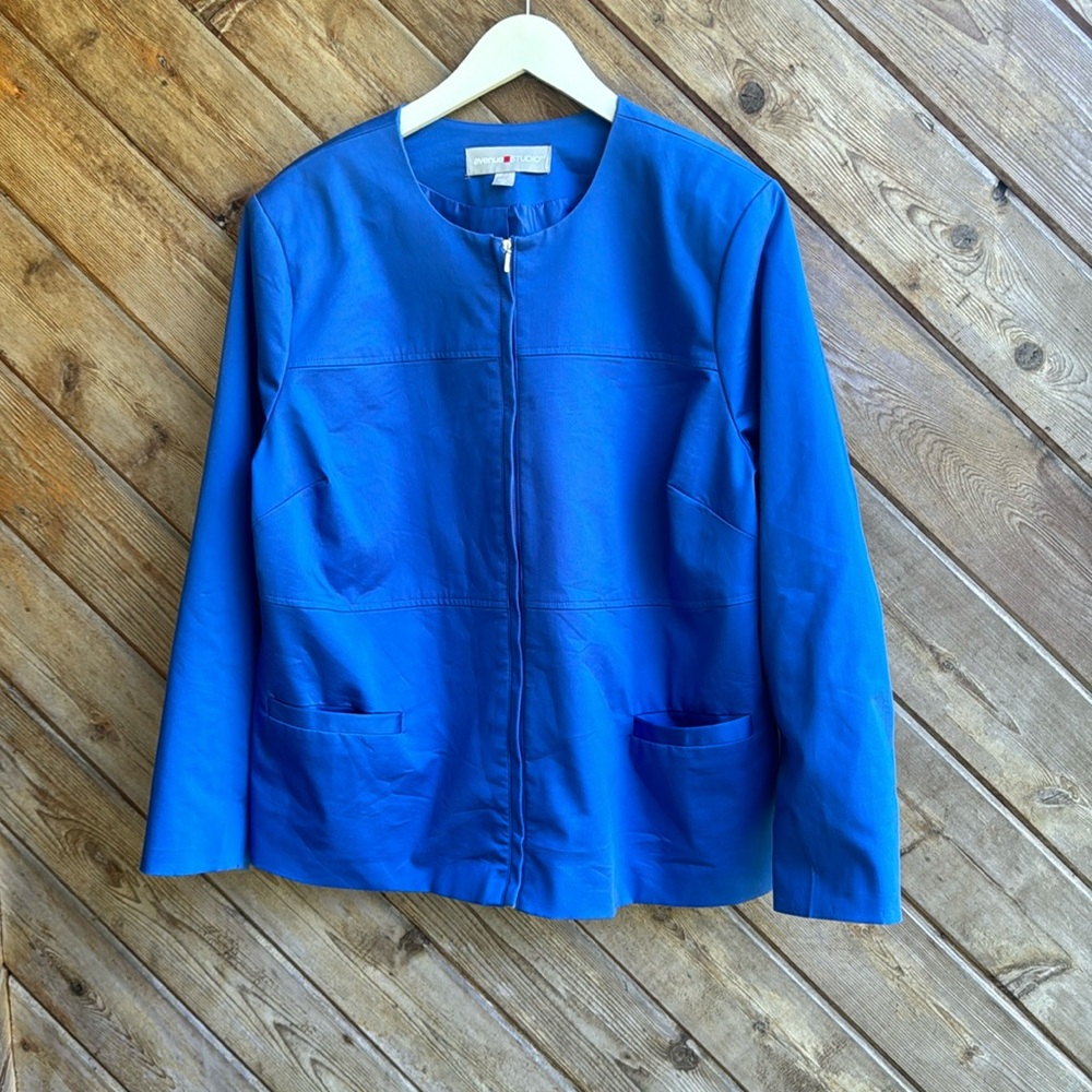 Avenue studio cobalt royal blue zip up jacket blazer size 20